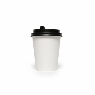GOBELET À CAFÉ BLANC 8 OZ AVEC COUVERCLE NOIR
