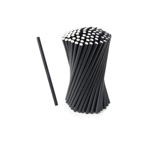 PAILLE CARTONNÉE NOIRE LONGUE 200 MM - 6 MM