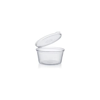 POT À SAUCE 1OZ - TRANSPARENT AVEC COUVERCLE ATTACHÉ